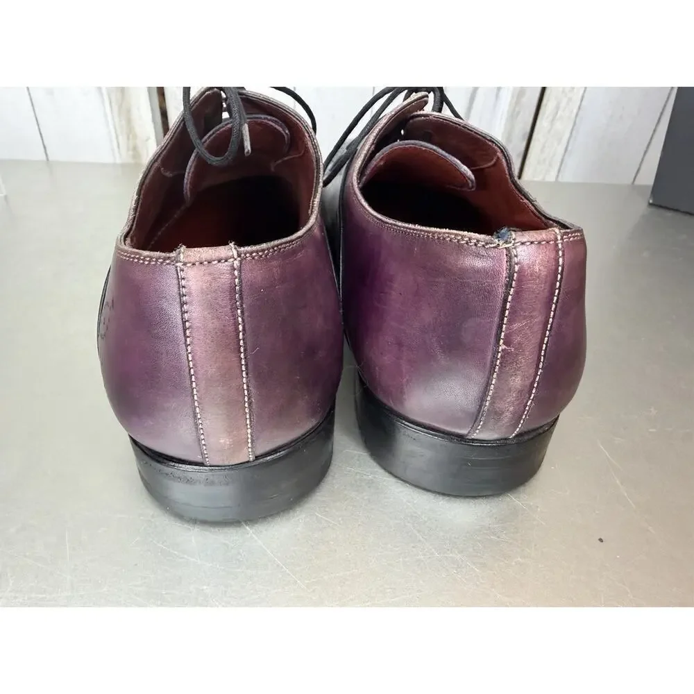 Magnanni Leather Cap Toe Oxfords Made in Spain Mens Size 7.5 Purple Black